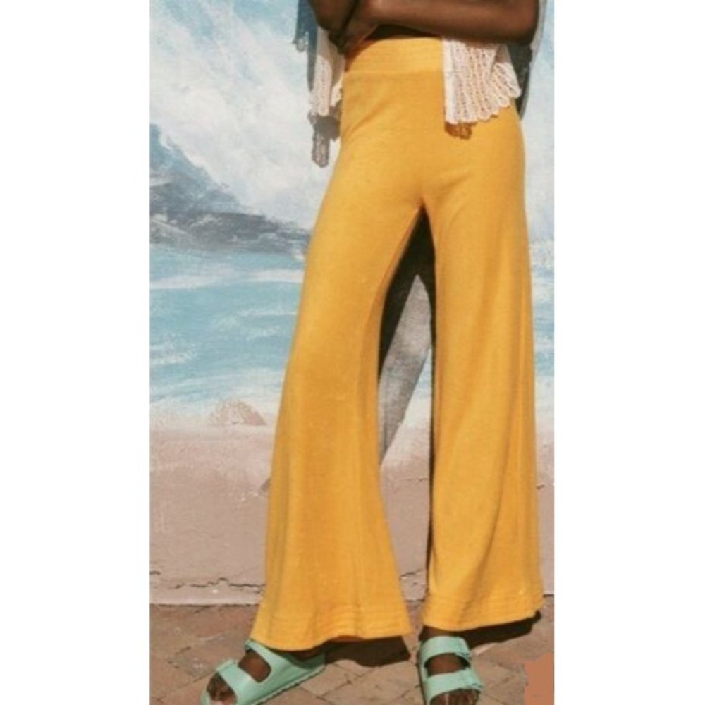 NWT SIMON MILLER GOLDEN YELLOW RETRO LOA WIDE LEG TERRY CLOTH PANTS SIZE SMALL - Picture 5 of 11
